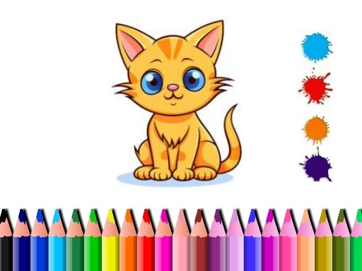 Cute Cat Coloring Book Image